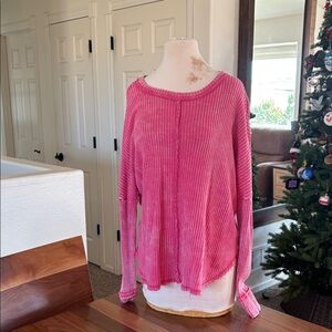 Zenana Outfitters Fuchsia Women's Waffle Tee